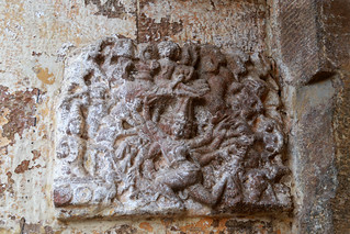 4a.Scu;ptures in the Rajagopuram - Ravanan holding the Kailayam