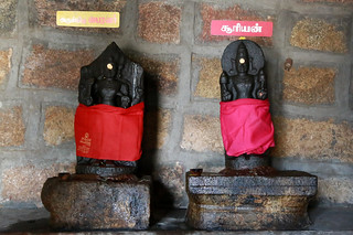 In the inner praharam - Sri Bairavar and Sri Suryan