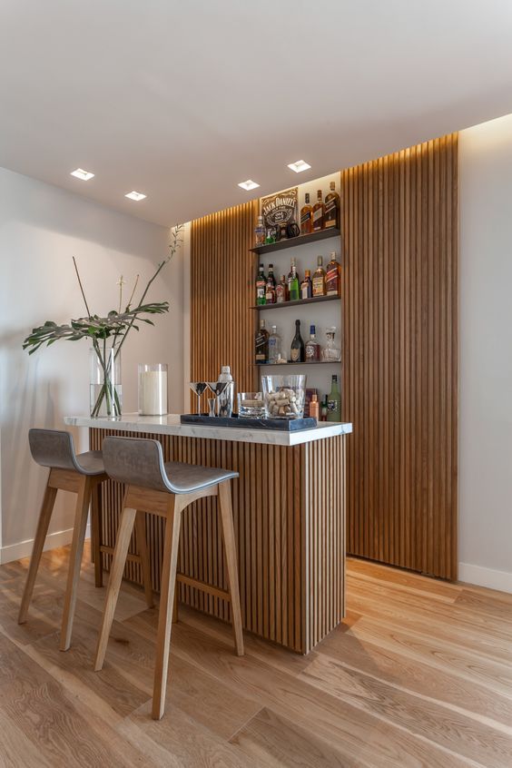 Wooden Panels Home bar